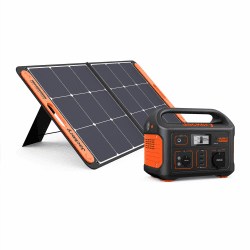 Jackery Solargenerator 500, 518WH Tragbare Powerstation mit SolarSaga 100W Solarpanel, 230V/500W mobile Stromversorgung mit LCD Anzeige für Urlaub auf dem Campingplatz, Outdoor Abenteuer & Notfälle Sg500+100w