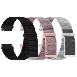 TumpCez Nylon Uhrenarmbänder,16mm 18mm 20mm 22mm Schnellverschluss Armband Fabric Aatmungsaktive Gewebte Verstellbare Ersatzband Sport Ersatzarmband für Herren Damen(3 Stück) Dunkelschwarz+Rosa Sand+Muschel 22mm