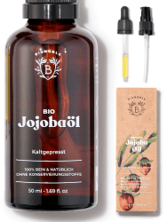 Bionoble Jojobaöl Bio 50ml - 100% Rein, Natürlich und Kaltgepresst - Gesicht, Körper, Haare, Bart, Nägel - Vegan und Cruelty Free - Jojoba Oil - Glasflasche + Pipette + Pumpe 50 ml (1er Pack) Single