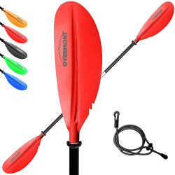 OVERMONT Paddel Aluminium Doppelpaddel Paddel mit Leash Verstellbaren Paddel-Blätter für Kanusport Kajakfahren Kanadier Boot Ruderboot Schwarz/Rot/Orange/Blau/Grün Rot 230CM