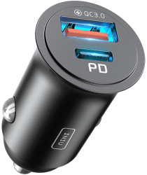 INIU Zigarettenanzünder USB Adapter, [USB C 30W+USB A 30W] 12V USB Steckdose, 5A Schnellladung dual Port Kfz Ladegerät, USB Car Charger für iPhone 13 12 11 X Samsung Galaxy S21 S20 Huawei AirPods iPad Schwarz