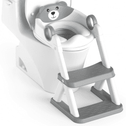 Rabb 1st Toilettenleiter für kinder, Upgraded Kindertoilette für Jungen und Mädchen, 2-in-1 kinder toilettensitz mit treppe, Spritz- und Rutschfestes Trittbrett. Grau