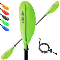 OVERMONT Paddel Aluminium Doppelpaddel Paddel mit Leash Verstellbaren Paddel-Blätter für Kanusport Kajakfahren Kanadier Boot Ruderboot Schwarz/Rot/Orange/Blau/Grün Grün 241CM