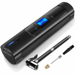 AOKBON Tragbare Reifenpumpe 150PSI Elektrische Luftpumpe Auto Kompressor Elektrisch Luftkompressor mit LCD Display LED Licht für Auto Motorrad Bälle Schwarz Als Powerbank