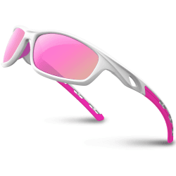 RIVBOS Sonnenbrillen Fahrradbrille Radsportbrillen Sportbrille für damen herren Polarisierte TR90 Superleichtes Unzerbrechlicher Rahmen UV400 Wandern Laufen Golfen und Fischen RB831 33-whitepink