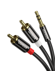 UGREEN Klinke auf Cinch Kabel 3,5mm Klinke Chinch Stereo Audio Kabel für TV, PC, Handy, MP3-Player, Lautsprecher, Heimkino, Autoradio, Tablet, Verstärker, Soundbar usw. (2m) 2.0 Meter