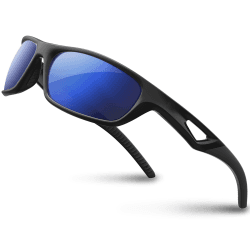 RIVBOS Sonnenbrillen Fahrradbrille Radsportbrillen Sportbrille für damen herren Polarisierte TR90 Superleichtes Unzerbrechlicher Rahmen UV400 Wandern Laufen Golfen und Fischen RB831 831-black&black