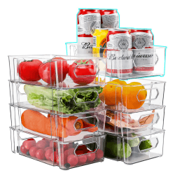 YKSLEMON Kühlschrank Organizer- Stapelbare 8er Set Küche Organizer Schubladen Organizer Aufbewahrungboxen für Kühlschrank Kosmetik Büromaterial Aufbewahrung &Organisation