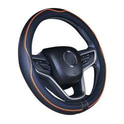 ISTN Mikrofaser Leder Auto Lenkradbezug 38cm für die meisten Autos (schwarz orange) Schwarz Orange 37-38cm