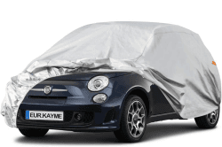 kayme 6 Schichten Autoabdeckung Wasserdicht Atmungsaktiv, Vollgarage Autoplane für Regen Sonne Staub Schutz mit Baumwollfutter, Abdeckplane für Schrägheck (bis zu 360 cm) 2S C8 - Für City Car Bis zu 360 cm Aluminium - Silber