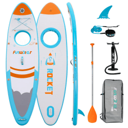 FunWater Aufblasbares Stand Up Paddle Board Surfbrett SUP Komplettes Paddleboard Zubehör Verstellbares Paddel, Pumpe, ISUP Reiserucksack, Leine, wasserdichte Tasche, Erwachsene Paddelboard White and Green
