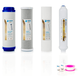 Nature Water Professionals Set mit 4 Universal-Filtern für Umkehrosmose, inkl. Teflon-Rolle und Nachfilter-Anschlüssen, ideal für 5-stufige Universalausrüstung