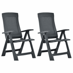 vidaXL 2X Gartenstuhl Verstellbar Klappstuhl Klappsessel Stuhl Campingstuhl Hochlehner Stühle Gartenstühle Gartenmöbel Kunststoff Anthrazit