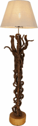 GURU SHOP Stehlampe/Stehleuchte, in Bali Handgefertigt aus Naturmaterial, Holz, Baumwolle - Modell Jade 100, Treibholz, 100x32x32 cm, Stehleuchten aus Naturmaterialien