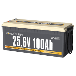 Power Queen 25,6 V 100 Ah Tiefenzyklen LiFePO4 Akku mit Langer Lebensdauer, über 4000 Zyklen, 2,56 kWh Max. Strombelastung, Perfekt für Wohnmobil, Off-Grid System, Solarspeichersystem usw.