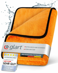 Glart 44WG Watergate super saugfähiges Auto Mikrofasertuch-Trockentuch, 60x90 cm, orange, 1 St. Microfasertuch f. Autopflege, zum Trocknen vor Autopolitur und nach Felgenbürste