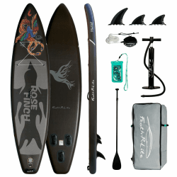 FunWater Aufblasbares Stand Up Paddle Board Surfbrett SUP Komplettes Paddleboard Zubehör Verstellbares Paddel, Pumpe, ISUP Reiserucksack, Leine, wasserdichte Tasche, Erwachsene Paddelboard