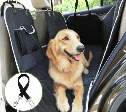 pecute Hundesitz Auto Rückbank mit Seitenschutz, Universale Hundedecke Auto Rückbank mit Sichtfenster, Kratzfeste und Wasserabweisende Autoschondecke Hund Rücksitz, Hunde Autositz 146x136cm Schwarz