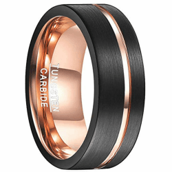 Vakki 8mm Ringe für Herren Schwarz Roségold Wolfram Ring Schwarz Matt Männer Ringe Wolframcarbid Größe 48-76(15.3-24.2)