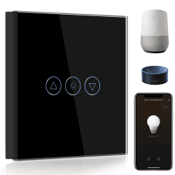 BSEED Smart Alexa Dimmer Lichtschalter 1 Fach 1 Weg Wifi Smart Led Dimmer Lichtschalter arbeitet mit Amazon Alexa,Touch Wandschalter Glas Touchscreen-schalter Schwarz(Erforderlich NeutralDraht)