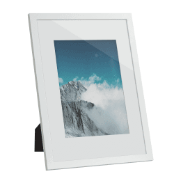 SONGMICS Bilderrahmen, Fotorahmen, für Fotos in 21 x 29,7 cm ohne Passepartout, 15,2 x 20,3 cm mit Passepartout, Glasscheibe, weiß RPF011W01