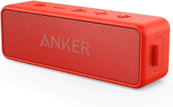 Anker SoundCore 2 Bluetooth Lautsprecher, Fantastischer Sound, Enormer Bass mit Dualen Bass-Treibern, 24h Akku, Verbesserter IPX7 Wasserschutz, Kabelloser Lautsprecher für iPhone, Galaxy (Rot)
