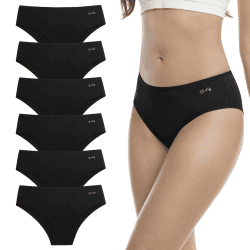 Anqier Unterhosen Damen, 6er Pack Baumwolle Pantys Atmungsaktiv Slips Bequeme Damen Hipster Frauen Unterwäsche Schwarz S