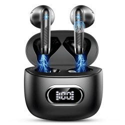 Bluetooth 5.3 Kopfhörer In Ear Kopfhörer Kabellos Bluetooth mit ENC Dual Mic, 2022 Kabellose Kopfhörer 42H Deep Bass Wireless Kopfhörer Noise Cancelling Earbuds, IP7 Ohrhörer, LED Anzeige Bluetooth 5.3 Schwarz