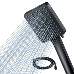 Magichome Duschkopf mit Schlauch, Duschbrause mit Schlauch 1,5M, wassersparend Duschkopf mit Druckerhöhung für höher Wasserdruck, Handbrause Duschkopf Regendusche mit 6 Strahlarten Schwarz & 1,5m Schlauch