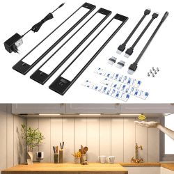 wobsion Beleuchtung Küche Led 30cm×3PCS in Neutralweiß 4000k Dimmbar mit Berührungsloser Sensor,Weiches Licht Ultra Dünn Led Leiste Küche für Garderobe,Schrankbeleuchtung,Regalbeleuchtung(Black)