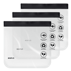 ECOHUB Kulturbeutel Reisezubehör Kulturtasche Flugzeug Beutel Flüssigkeiten 1L Kosmetiktasche Umweltfreundliche Geschenke Wasserdicht Reise Gadgets Damen & Herren (3 Stück Schwarz)