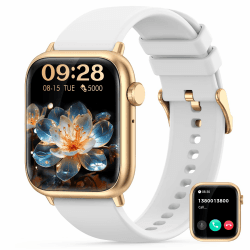 Nemheng Smartwatch für Damen,1.83 Zoll Touchscreen Armbanduhr mit Bluetooth Anrufe, mit Pulsuhr Schlafmonitor, Menstruationszyklus, 123 Sportmodi IP67 Wasserdicht Fitnessuhr für Android iOS