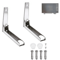 2 Stücke Mikrowellenhalter aus Edelstahl, Halter für Mikrowelle, Mikrowellen Halter Wandhalterung, Faltbare Mikrowelle Ständer Halter, mit Passenden Schrauben, für Meisten Mikrowellenherde