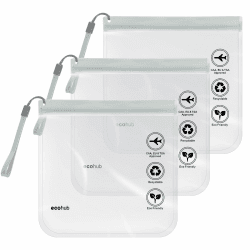 ECOHUB Kulturbeutel Transparent Kulturtasche Reisezubehör Flugzeug Beutel Flüssigkeiten 1L Reise Kosmetiktasche Umweltfreundliche Geschenke Reisegrößen Waschtasche Damen & Herren (3 Stück grau) Grau mit Tragegriff 3 Stück mit Tragegriff