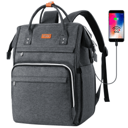 Rucksack Damen, Rucksack Schule mit 15.6 Zoll Laptopfach & USB-Ladeanschluss,Schulrucksack Mädchen Teenager Handtasche Rucksack for City Business Reise Arbeits fits 17.3inch laptop S41-darkgray