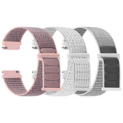 TumpCez Nylon Uhrenarmbänder,16mm 18mm 20mm 22mm Schnellverschluss Armband Fabric Aatmungsaktive Gewebte Verstellbare Ersatzband Sport Ersatzarmband für Herren Damen(3 Stück) Rosa Sand+Reflektierendes Weiß+Muschel 16mm