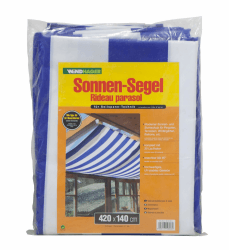 Windhager Sonnensegel für Seilspanntechnik, Blau/ Weiß, 420 x 140 cm