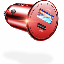 AINOPE USB C, 48W PD&QC 3.0 Auto ladegerät USB C, 12V Schnell Metall kfz Ladegerät USB C Adapter Auto Kompatibel mit iPhone 14 Pro Max, iPad, Samsung S23/22, Xiaomi, Oppo (Red)