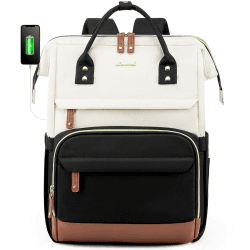 LOVEVOOK Rucksack Damen Laptop Rucksack mit Laptopfach 15.6 Zoll Schulrucksack Mädchen Teenager Schultasche Backpack Tagesrucksack Rucksäcke Wasserdicht für Schule Reise Uni Business, Beige Schwarz