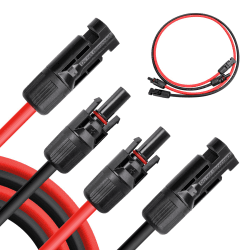 Coomoors Solarkabel Verlängerung 4mm² 2 x 1m(1m rot+1m schwarz) Solarkabel Profi Solarkabel für Solarpanels für Photovoltaik Kabel für Solarkraftwerk IP68 wasserdichter Stecker