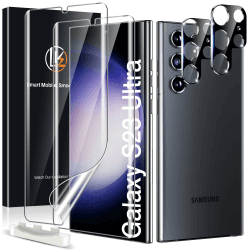 LK TPU Schutzfolie für Samsung Galaxy S23 Ultra, mit 2 Stück Panzerfolie und 2 Kameraschutz, Blasenfreie Weich TPU Folie, HD Vollständige Abdeckung