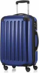 HAUPTSTADTKOFFER - Alex - Handgepäck Hartschalen-Koffer Trolley Rollkoffer Reisekoffer Erweiterbar, 4 Rollen, 55 cm, 42 Liter, Dunkelblau