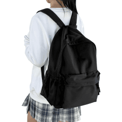 HYC00 Schulrucksack Damen, Causal Travel Schultaschen 14 Zoll Laptop Rucksack für Mädchen im Teenageralter Leichter Rucksack Wasserabweisend Bookbag College Boys Men Work Daypack A1-schwarz