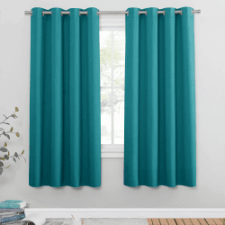 PONY DANCE Vorhang Blickdicht Kurz Ösenvorhang 2er Set H 175 x B 140 cm Wohnzimmer Gardinen Verdunkelung Thermovorhang mit Ösen Verdunklungsvorhänge, Türkis