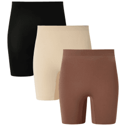 INNERSY Radlerhose Damen Kurz Hose Unter Kleid Rock Anti Scheuern Kurze Leggings Sommer 3er Pack L Schwarz/Beige/Braun
