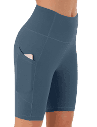 Persit Damen Kurze Leggings, Blickdicht Radlerhose mit Taschen L Schotenblau