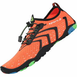 SAGUARO Badeschuhe Damen Herren Wasserschuhe Aquaschuhe Barfuß Schuhe Schnell Trocknend Strandschuhe Schwimmschuhe, 35-48 EU 37 EU Stil 3 Orange