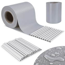 PVC Sichtschutzstreifen, Sichtschutz für Zaun, Sichtschutzstreifen Für Doppelstabmatten, 50mx19cm, inkl. 35 Befestigungsclips, Zaun Sichtschutz, Blickdicht, Windschutz, Anti-UV, 450g/m², Hellgrau