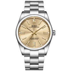 BUREI Uhr Herren Silber Uhren Herren Analog Quarz Armbanduhr mit Edelstahlarmband für Herrenuhr Elegant Klassich