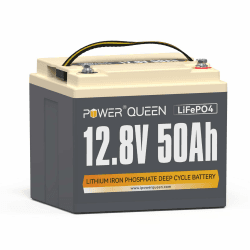 Power Queen 12,8 V 50 Ah LiFePO4 Lithium-Batterie, 640Wh Lithium Akku, über 4000+ Zyklen, Ersatzbatterie für Blei-Säure-Batterie, weitverbreitet in Elektromotoren, E-Scootern